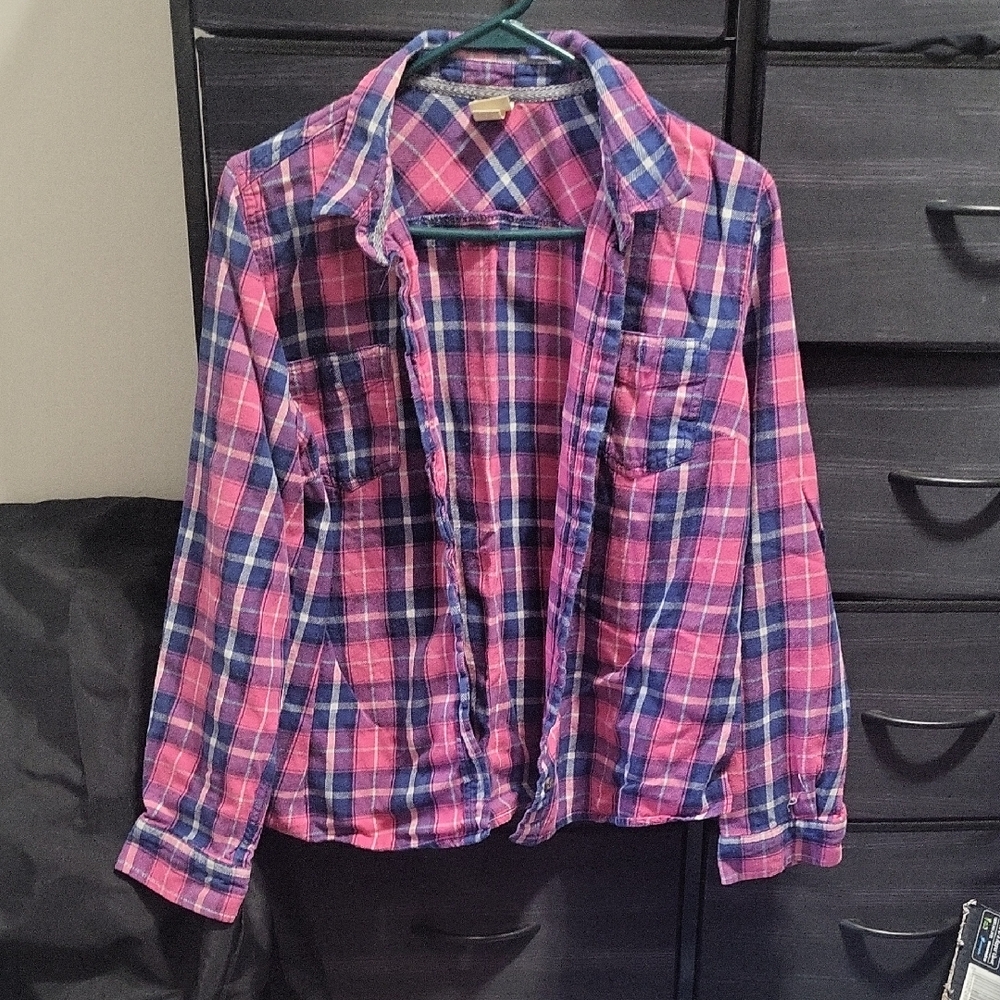 Mossimo Supply Co. Pink and Blue Checkered Shirt